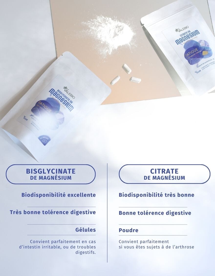 Comparatif entre le magnésium bisglycinate et le magnésium citrate Valebio